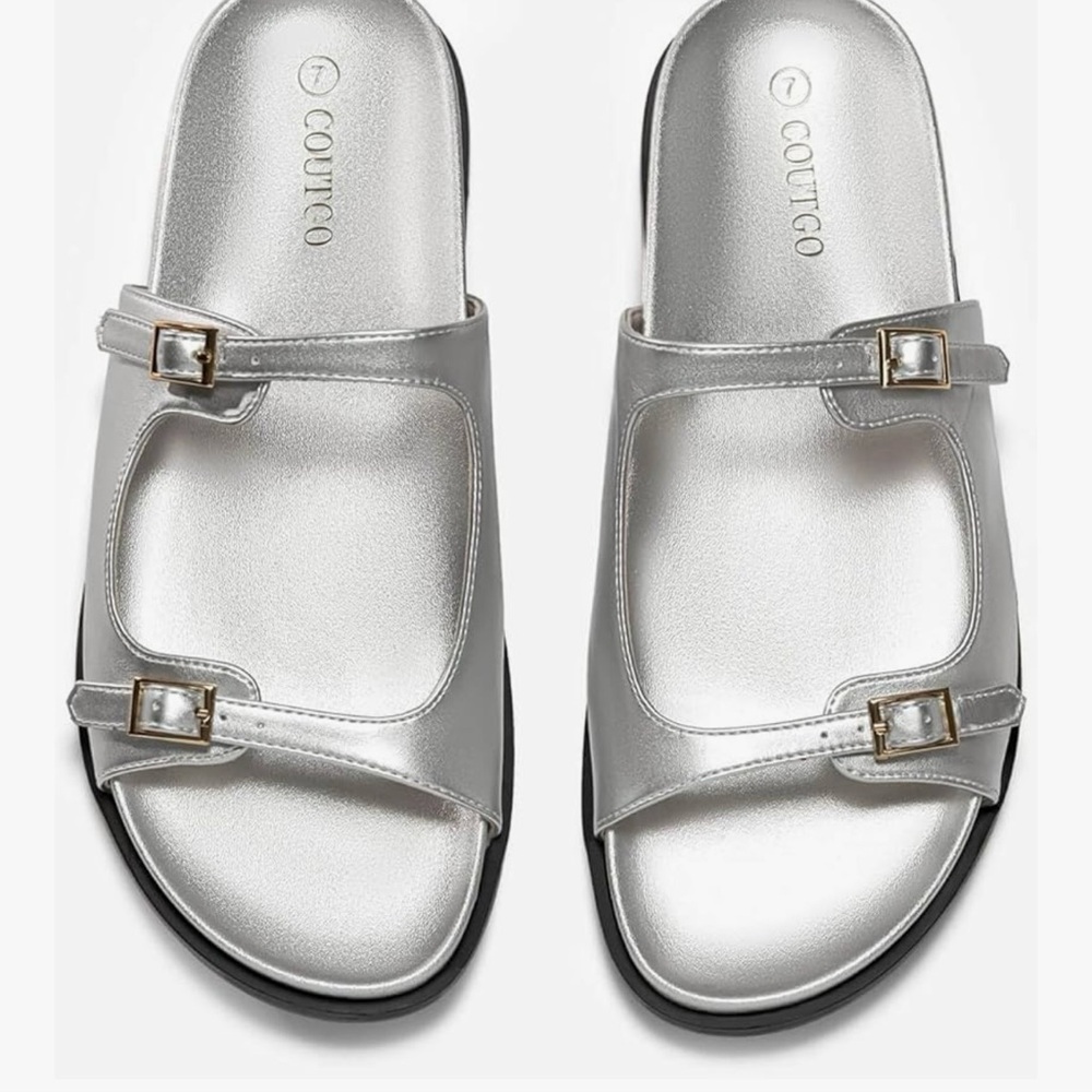 Coutgo Silver Women's Slide Sandals